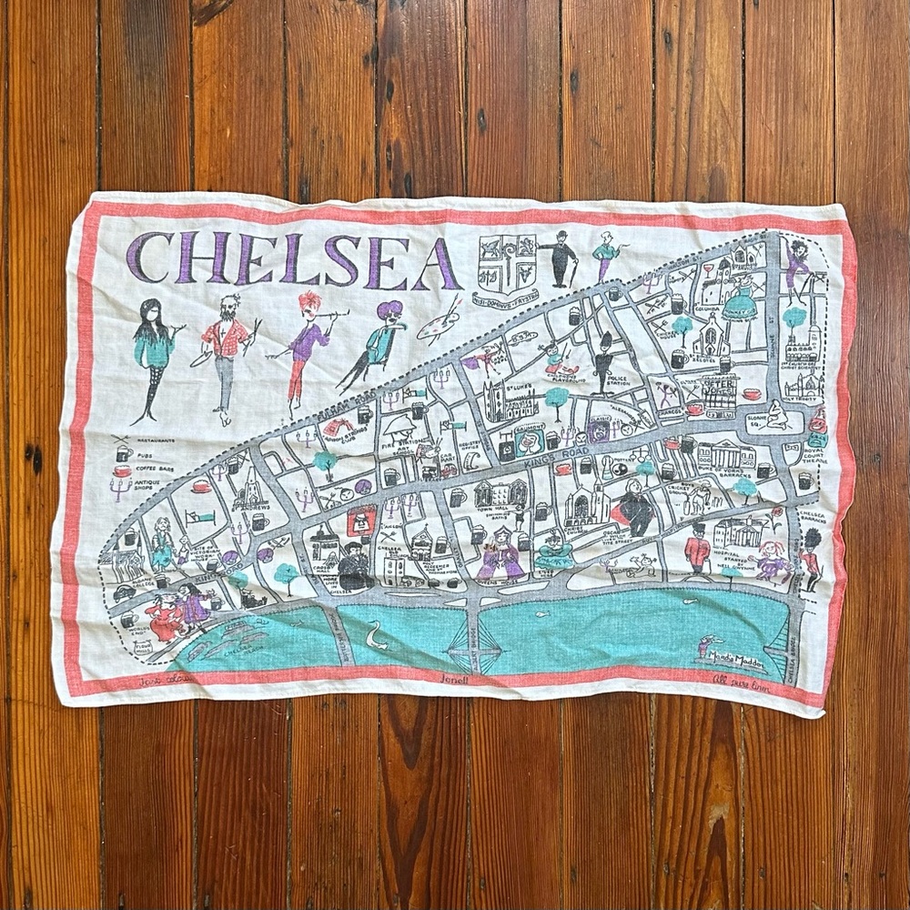 Vintage 1950s John Lewis Dept Store x Mardie Madden Chelsea Linen Tea Towl 9x13”